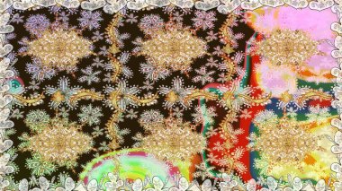 Barok tarzında kusursuz bir doğulu süsü. Kahverengi renkli ve altın elementli geleneksel klasik altın sarısı desen.