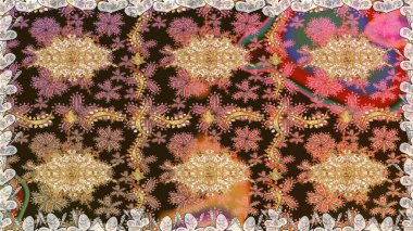 Oriental raster klasik kahverengi ve altın desenli. Kusursuz soyut bir arkaplan. Raster illüstrasyonu.