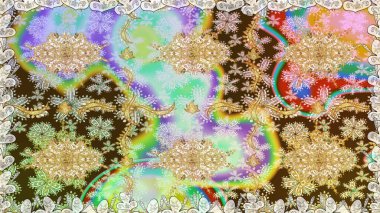 Kusursuz raster arka plan. Kusursuz çiçek deseni. Tarafsız renklerde grafiksel modern kusursuz desen. Duvar kâğıdı barok, İspanyol kumaşı.