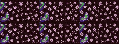 Güzel karalamalı çiçek desenli çizim. Küçük çiçekteki sevimli çiçek deseni. Raster illüstrasyonu. Güzel kumaş deseni.