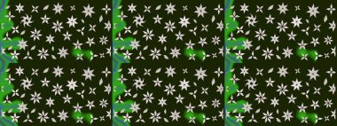 Raster deseni. Bahar çiçekleri dallı desen, gri renkler çiçekli siluet.