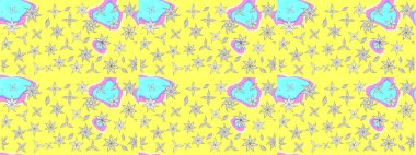 Tekstil ve kapak tasarımı için mükemmel. Renkli sarı çizim kalıbı. Doodle tarzı. Sarı renkli çiçekler. Elle çizilmiş sonbahar çiçeği deseni..