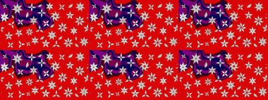 Küçük kırmızı çiçeklerle oldukça eski bir besin torbası deseni. Tekstil, kumaş, kapaklar, duvar kağıtları, baskı, paket, koleksiyon defteri, örgü, dekupaj için çiçek arkaplanı..