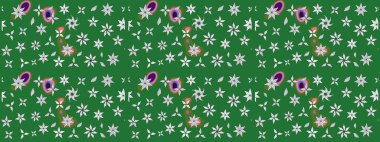 Suluboya, elle çizilmiş. Eskiz arkaplan modeli. Raster illüstrasyonu. Yeşil yapraklı yabani çiçekler.