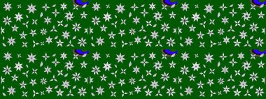 Yeşil renkli çiçekler. Çiçek deseni. Şatafatlı bahar bahçesi dokusu. Raster illüstrasyonu. Yeşil renkte çiçek çizimi.