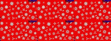 Raster illüstrasyonu. Çiçek desenli çizim. Asya tekstil tarzında. Raster illüstrasyonu. Kırmızı renkte çiçekler.