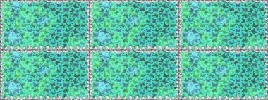 Mavi ve yeşil arka planda kelebek. Rastgele mavi ve yeşil kelebekler sevimli desenler. Raster illüstrasyonu. Kusursuz. Davet, kart, yazdırma için basit kadınsı desen.