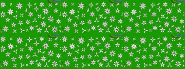 Sevimli çiçek raster deseni. Düz Çiçek Elementleri Tasarımı. Renkli Bahar Teması eskiz kalıbı. Yeşil renkte çiçekler.