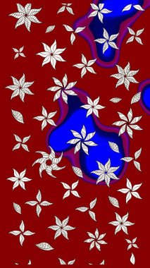 Zarif, parlak ve kırmızı çiçek desenli eskiz. Raster. Sabıka baskıları, bebek kıyafetleri, duvar kâğıtları, paket kutuları vb..