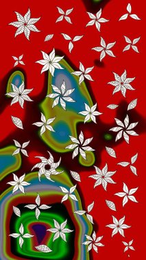 Çiçek duvar kâğıdı. Kırmızı renkte şirin bir tekstil. Çiçek arkaplan. Raster illüstrasyonu. Renkli çizim deseni.