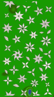 Süslü kumaş deseni. Düz Çiçek Elementleri Tasarımı. Raster illüstrasyonundaki çiçek desenli çizim. Renkli Bahar Teması çizim şablonu.