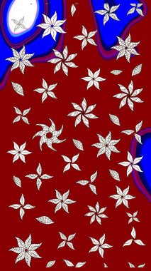 Suluboya tarzında kırmızı renkte çiçekler. Suluboya çizim kalıbı. Çiçek izi.