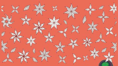 Çiçek buketleriyle klasik bir eskiz şekli. Turuncu renklerde. Raster illüstrasyonu.