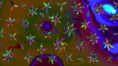 Kahverengi renkli çiçekler. Çizim çiçek deseni duvar kâğıdı olarak kullanılabilir. Raster illüstrasyonu.