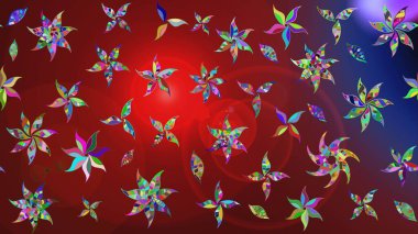 Raster deseni. Raster illüstrasyonu. Küçük çiçekteki sevimli çiçek deseni. Soyut çiçek çizim kalıbı arka planı. Kırmızı renklerde.