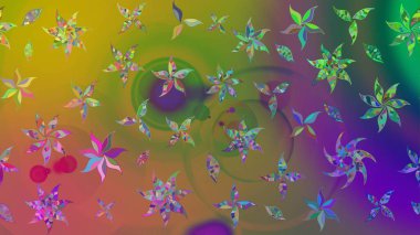 Yeşil renkli çiçekler. Raster illüstrasyonunda çiçek deseni çizimi.