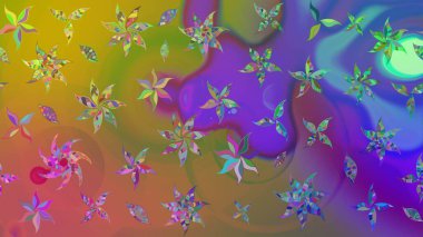 Mor renkli çiçekler. Raster illüstrasyonu. Şirin çiçek elementleri. Çizim.