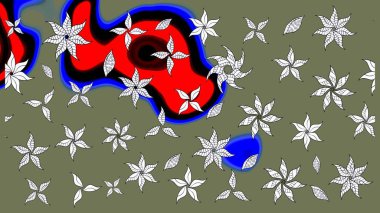 Halk tarzı. Moda baskıları için zarif bir şablon. Modern çiçek arkaplanı. Parlak renkli çiçekleri ve yeşil yaprakları olan harika bir çiçek deseni..