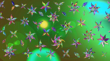 Eski usul. Renkli desenli eskiz deseni, yeşil çiçekler ve dekoratif elementlerle. Eskiz geçmişi. Kumaş, tekstil, duvar kağıdı baskısı için. Raster illüstrasyonu.