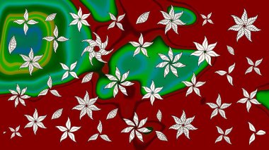 El çizimi çiçekli soyut çizim kalıbı. Kırmızı renkte çiçekler. Raster illüstrasyonu.