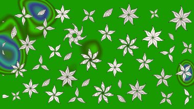 Renkli Bahar Teması eskiz kalıbı. Sevimli çiçek raster deseni. Düz Çiçek Elementleri Tasarımı. Yeşil renkte çiçekler.