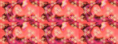 Noel stili. Pembe, turuncu ve kırmızı renkli kar taneleri. Raster illüstrasyonu.