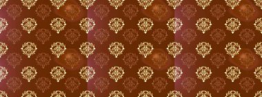 Barok tarzında altın çiçek süsü. Antika altın tekrarlanabilir duvar kağıdı. Kahverengi, bej ve sarı renklerde altın element. Damask arkaplanı tekrarlayan kusursuz desen.
