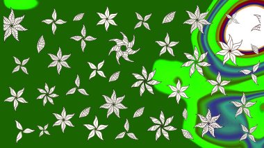 Raster illüstrasyonu. Suluboya çiçekli çiçek deseni. Yeşil renkte güzel tekstil.