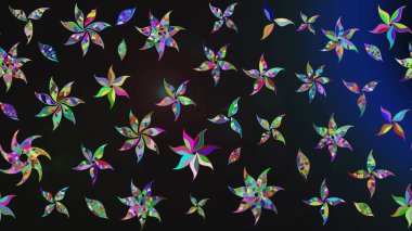 Raster illüstrasyonu. Gri renklere karalamalar çizilmiş çiçek deseni.