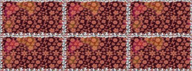 Çiçekli el, pürüzsüz desen çizmiş. Modern gelişim kahverengi ve kırmızı raster arka plan duvar kağıdı çizimi klasik çizgili iz sürme desenli çiçekler, çiçekli süsler.