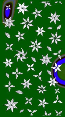 Yeşil renkli çiçekler. Raster illüstrasyonunda çiçek deseni çizimi.