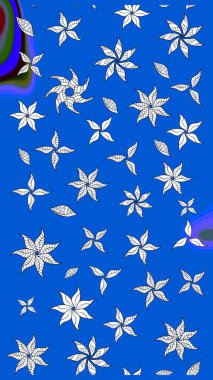 Mavi renkli çiçekler. Sketch Colour Spring Theme eskiz kalıbı. Sevimli çiçek raster deseni. Düz Çiçek Elementleri Tasarımı.