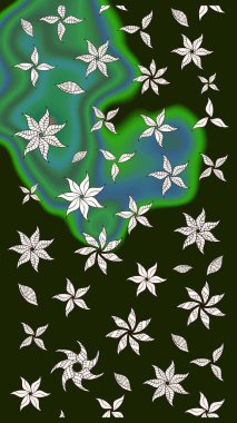 Küçük çiçekte hoş bir çiçek deseni var. Gri renkler ve parlak çiçekler üzerine soyut çizim deseni. Çiçek elementli zarif raster dokusu..