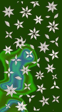 Egzotik çiçekler, botanik, yeşil renklerdeki parlak klasik doğa. Raster illüstrasyonu. Klasik tropikal doğal elementlerin suluboya seti.