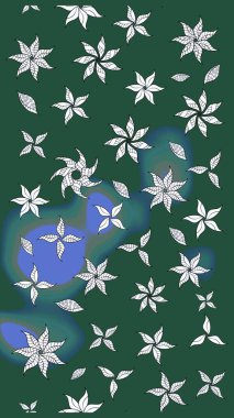 Düz Çiçek Elementleri Tasarımı. Renkli Yaz Temalı eskiz kalıbı. Güzel kumaş deseni. Raster illüstrasyonunda çiçek deseni çizimi.