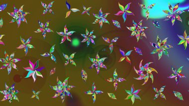 Raster. Renkli Bahar Teması eskiz kalıbı. Düz Çiçek Elementleri Tasarımı.