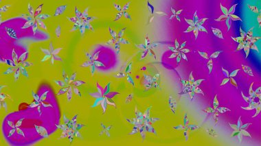 Güzel kumaş deseni. Raster Illustrasyon 'daki Çiçek Deseni' nin son moda çizimi. Düz Çiçek Elementleri Tasarımı. Renkli Yaz Teması çizim şablonu.