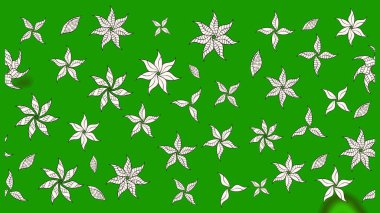 Ağaç dallı bahar çiçekleri ile desen, çiçek siluetiyle yeşil renkler. Raster deseni.