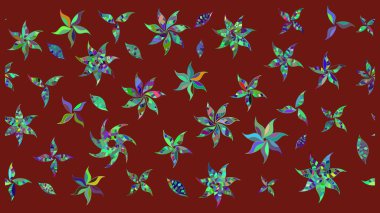 Raster illüstrasyonu. Kırmızı renkte karalamalı çiçek deseni çiz.