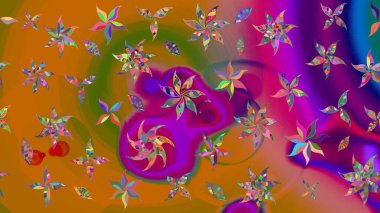 Turuncu çiçekli eskiz deseni, suluboya çiçek deseni, sevimli çiçek, duvar kağıdı, kart ya da kumaş için fayanslı. Raster - stok.