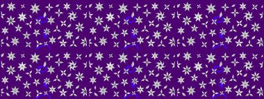 Çiçek buketleriyle klasik bir eskiz şekli. Raster illüstrasyonu. Menekşe renklerinde.