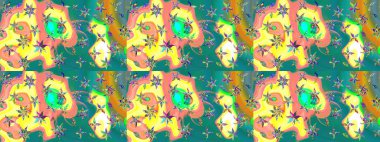 Kabile sanatı boho baskısı, klasik çiçek arkaplanı. Soyut etnik raster çizim kalıbı. Arkaplan dokusu, duvar kağıdı, mavi renkli çiçek teması.