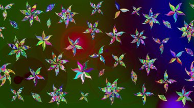 Küçük çiçekteki sevimli çiçek deseni. Yeşil renkte çiçekler.