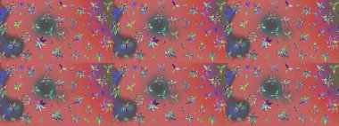 Yatak çarşafları, ceket, paket tasarımı, kumaş ve moda kavramları için tekstil baskısı. Çiçekleri, deniz kabukları, mandalaları ve suluboya efektleriyle donanma geçmişi. Çizim kalıbı etnik tasarım.