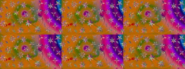 Vadinin turuncu renkli çiçekleri. Çiçeksel çizim kalıbının çizimi.