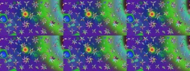 Raster illüstrasyonu. Çizim çiçek deseni duvar kâğıdı olarak kullanılabilir. Yeşil renkte çiçekler.