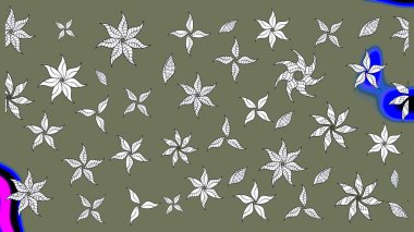 Yeşil renkler üzerine çiçek desenli çizimler, el yapımı papatyalar, papatyalar. Tekrarlayan çiçek arkaplanı, zarif yeşil çiçek duvar kağıdı.