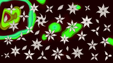 Küçük çiçekteki sevimli çiçek deseni. Siyah renkli çiçekler. Raster illüstrasyonu.