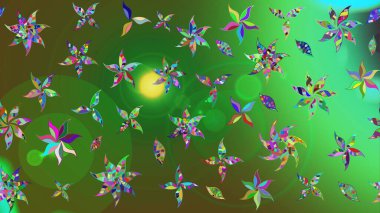 Eskiz arkaplan modeli. Suluboya, elle çizilmiş. Raster - stok. Vadinin yeşil renkli çiçekleri.