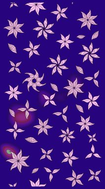 Yapraklı çiçekler ve mavi renkli papatya çiçekleri. Eskiz arkaplan modeli. Raster - stok.